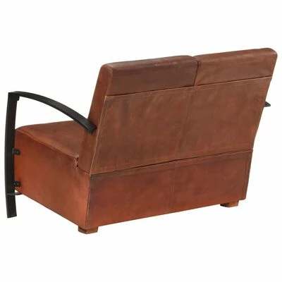 VidaXL Canapé à 2 places Marron Cuir véritable 6 VidaXL Canapé à 2 places Marron Cuir véritable – Image 4