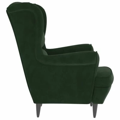 VidaXL Fauteuil Vert foncé Velours 6 VidaXL Fauteuil Vert foncé Velours – Image 4