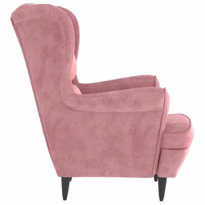 VidaXL Fauteuil Rose Velours 6 VidaXL Fauteuil Rose Velours – Image 4