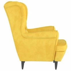 VidaXL Fauteuil Jaune moutarde Velours 11 VidaXL Fauteuil Jaune moutarde Velours -Fauteuils Soldes image 4 324066