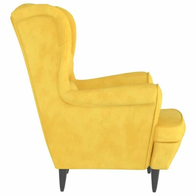 VidaXL Fauteuil Jaune moutarde Velours 6 VidaXL Fauteuil Jaune moutarde Velours – Image 4