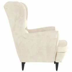 VidaXL Fauteuil Blanc crème Velours -Fauteuils Soldes image 4 324068