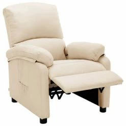 VidaXL Fauteuil inclinable Crème Tissu -Fauteuils Soldes image 4 324078