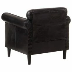 VidaXL Fauteuil Noir Cuir véritable -Fauteuils Soldes image 4 325125