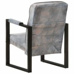VidaXL Fauteuil 60x75x90 cm Gris Cuir de chèvre véritable 11 VidaXL Fauteuil 60x75x90 cm Gris Cuir de chèvre véritable -Fauteuils Soldes image 4 325146