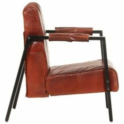 VidaXL Fauteuil 60x80x87 cm Marron foncé Cuir de chèvre véritable -Fauteuils Soldes image 4 325147