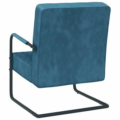 VidaXL Chaise cantilever Bleu Velours 6 VidaXL Chaise cantilever Bleu Velours – Image 4
