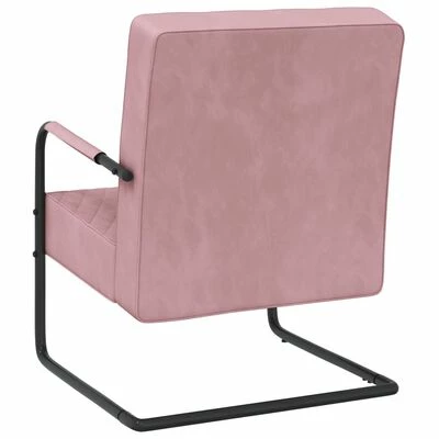 VidaXL Chaise cantilever Rose Velours 6 VidaXL Chaise cantilever Rose Velours – Image 4