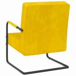VidaXL Chaise cantilever Jaune moutarde Velours -Fauteuils Soldes image 4 325731