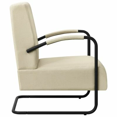 VidaXL Fauteuil Crème Tissu 6 VidaXL Fauteuil Crème Tissu – Image 4