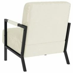 VidaXL Fauteuil Blanc crème Velours -Fauteuils Soldes image 4 325767