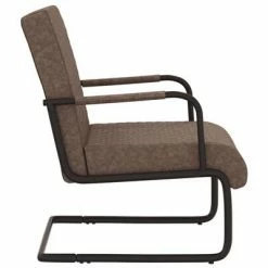 VidaXL Chaise cantilever Marron foncé Similicuir -Fauteuils Soldes image 4 325784
