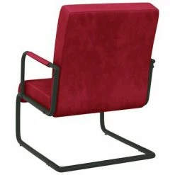 VidaXL Chaise cantilever Rouge bordeaux Velours -Fauteuils Soldes image 4 325793