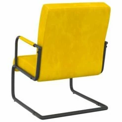 VidaXL Chaise cantilever Jaune moutarde Velours -Fauteuils Soldes image 4 325795