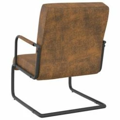 VidaXL Chaise cantilever Marron Tissu -Fauteuils Soldes image 4 325798
