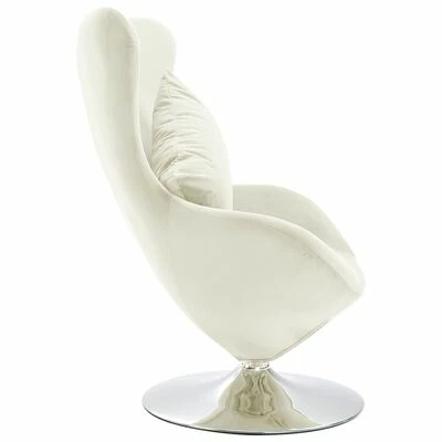 VidaXL Fauteuil pivotant en forme d’œuf avec coussin Crème Velours 6 VidaXL Fauteuil pivotant en forme d’œuf avec coussin Crème Velours – Image 4
