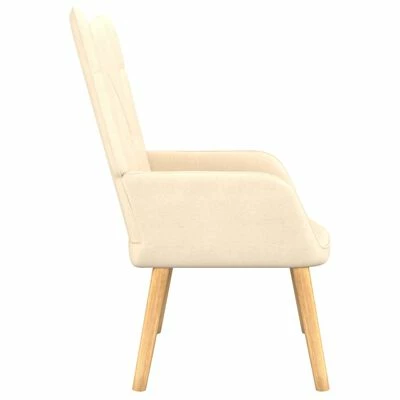 VidaXL Chaise de relaxation avec tabouret Crème Tissu 6 VidaXL Chaise de relaxation avec tabouret Crème Tissu – Image 4