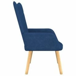 VidaXL Chaise de relaxation avec tabouret Bleu Tissu -Fauteuils Soldes image 4 327538