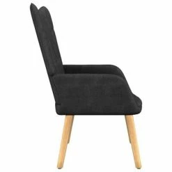 VidaXL Chaise de relaxation avec tabouret Noir Tissu -Fauteuils Soldes image 4 327540