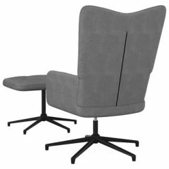 VidaXL Chaise de relaxation avec tabouret Gris foncé Tissu -Fauteuils Soldes image 4 327579