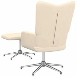 VidaXL Chaise de relaxation avec tabouret Crème Tissu -Fauteuils Soldes image 4 327602