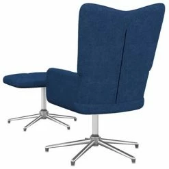 VidaXL Chaise de relaxation avec tabouret Bleu Tissu -Fauteuils Soldes image 4 327604