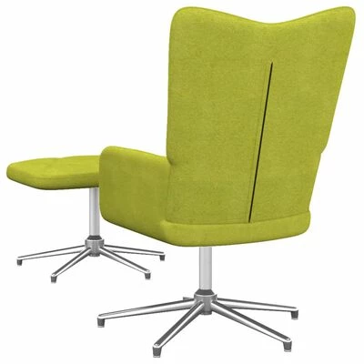 VidaXL Chaise de relaxation avec tabouret Vert Tissu 6 VidaXL Chaise de relaxation avec tabouret Vert Tissu – Image 4