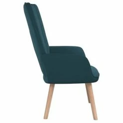 VidaXL Chaise de relaxation Bleu Velours -Fauteuils Soldes image 4 327665