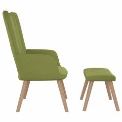 VidaXL Chaise de relaxation avec repose-pied Vert clair Velours -Fauteuils Soldes image 4 327669