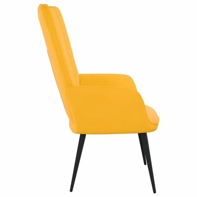 VidaXL Chaise de relaxation Jaune moutarde Velours 6 VidaXL Chaise de relaxation Jaune moutarde Velours – Image 4