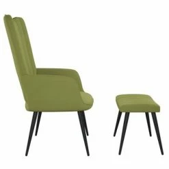 VidaXL Chaise de relaxation avec repose-pied Vert clair Velours -Fauteuils Soldes image 4 327691