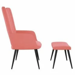 VidaXL Chaise de relaxation avec repose-pied Rose Velours 11 VidaXL Chaise de relaxation avec repose-pied Rose Velours -Fauteuils Soldes image 4 327692