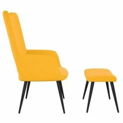 VidaXL Chaise de relaxation avec repose-pied Jaune moutarde Velours -Fauteuils Soldes image 4 327695
