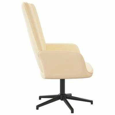 VidaXL Chaise de relaxation Blanc crème Velours 6 VidaXL Chaise de relaxation Blanc crème Velours – Image 4