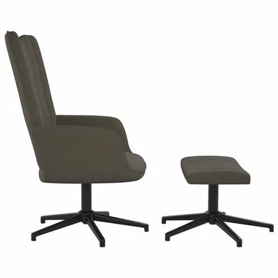 VidaXL Chaise de relaxation avec repose-pied Gris foncé Velours 6 VidaXL Chaise de relaxation avec repose-pied Gris foncé Velours – Image 4