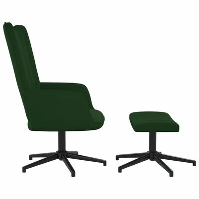 VidaXL Chaise de relaxation avec repose-pied Vert foncé Velours 6 VidaXL Chaise de relaxation avec repose-pied Vert foncé Velours – Image 4