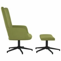 VidaXL Chaise de relaxation avec repose-pied Vert clair Velours -Fauteuils Soldes image 4 327713