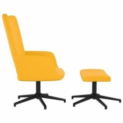 VidaXL Chaise de relaxation avec repose-pied Jaune moutarde Velours -Fauteuils Soldes image 4 327717