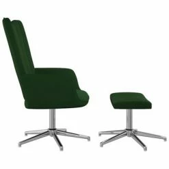 VidaXL Chaise de relaxation avec repose-pied Vert foncé Velours -Fauteuils Soldes image 4 327734
