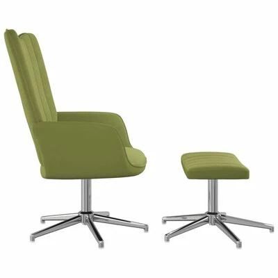 VidaXL Chaise de relaxation avec repose-pied Vert clair Velours 6 VidaXL Chaise de relaxation avec repose-pied Vert clair Velours â Image 4