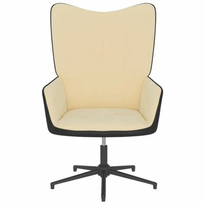 VidaXL Chaise de relaxation Blanc crème Velours et PVC 6 VidaXL Chaise de relaxation Blanc crème Velours et PVC – Image 4