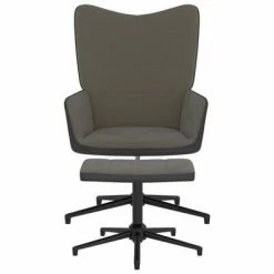 VidaXL Chaise de relaxation avec repose-pied Gris foncé Velours et PVC -Fauteuils Soldes image 4 327843