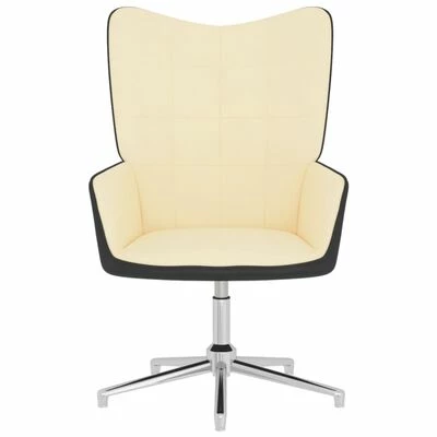 VidaXL Chaise de relaxation Blanc crème Velours et PVC 6 VidaXL Chaise de relaxation Blanc crème Velours et PVC – Image 4