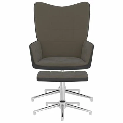 VidaXL Chaise de relaxation avec repose-pied Gris foncé Velours et PVC 6 VidaXL Chaise de relaxation avec repose-pied Gris foncé Velours et PVC – Image 4