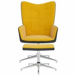 VidaXL Chaise de détente et repose-pied Jaune moutarde Velours et PVC 11 VidaXL Chaise de détente et repose-pied Jaune moutarde Velours et PVC -Fauteuils Soldes image 4 327871