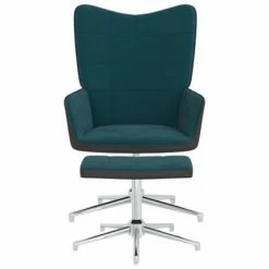 VidaXL Chaise de relaxation avec repose-pied Bleu Velours et PVC 11 VidaXL Chaise de relaxation avec repose-pied Bleu Velours et PVC -Fauteuils Soldes image 4 327874