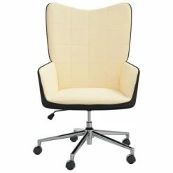 VidaXL Chaise de relaxation Blanc crème Velours et PVC -Fauteuils Soldes image 4 327906