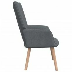 VidaXL Chaise de relaxation avec tabouret Gris foncé Tissu -Fauteuils Soldes image 4 327931