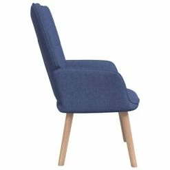 VidaXL Chaise de relaxation avec tabouret Bleu Tissu -Fauteuils Soldes image 4 327934