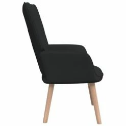 VidaXL Chaise de relaxation avec tabouret Noir Tissu -Fauteuils Soldes image 4 327936